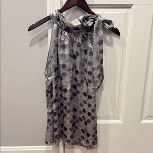 White House Black Market Gray and White Blouse